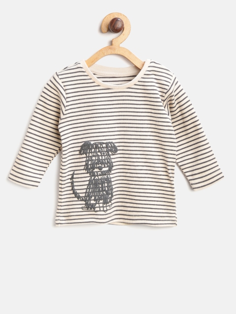 

Marks & Spencer Girls Off-White & Charcoal Grey Striped Round Neck T-shirt
