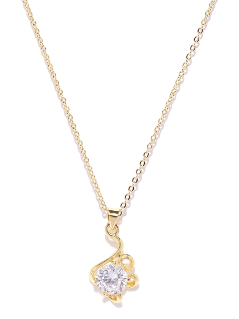 

Carlton London Gold-Plated CZ-Studded Contemporary Pendant with Chain
