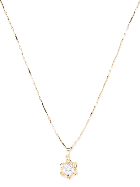 

Carlton London Gold-Plated CZ-Studded Star-Shaped Pendant with Chain