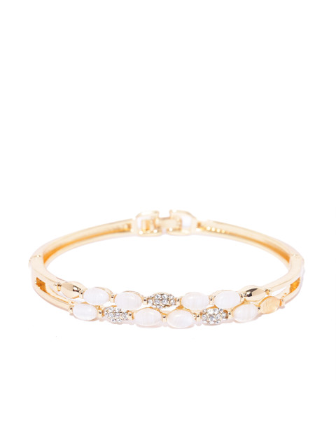 

Carlton London Gold-Plated CZ Studded Beaded Bangle-Style Bracelet