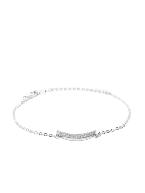 

Carlton London Silver-Toned Rhodium-Plated CZ Stone-Studded Link Bracelet