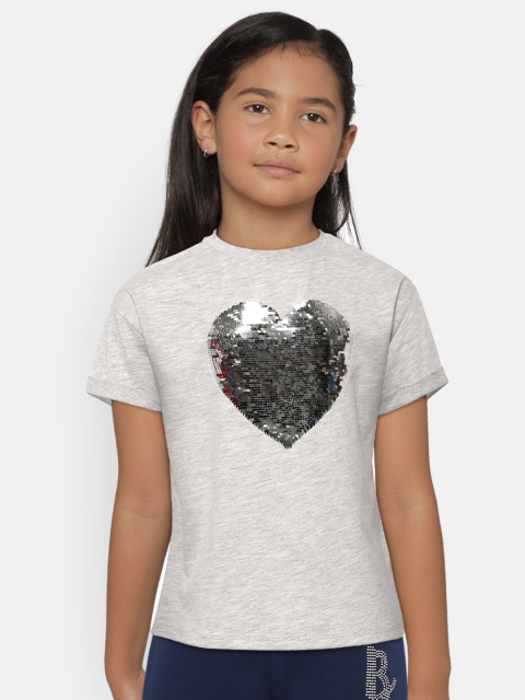 

Marks & Spencer Girls Grey Melange Mermaid Sequinned Round Neck T-shirt