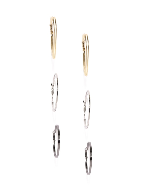 

ToniQ Set of 3 Geometric Hoop Earrings, Gold