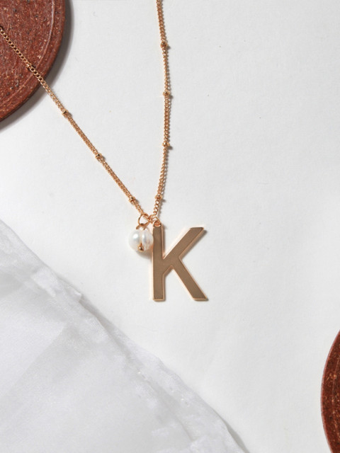 

ToniQ Gold-Toned K-Shaped Pendant with Chain