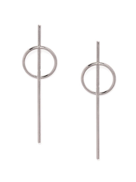 

ToniQ Silver-Toned Contemporary Drop Earrings