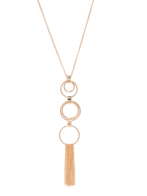 

ToniQ Gold-Toned Rings Tassel Pendant with Chain