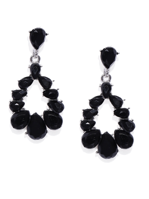 

ToniQ Black Geometric Drop Earrings