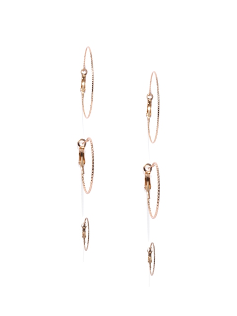 

ToniQ Set of 3 Gold-Toned Circular Hoop Earrings
