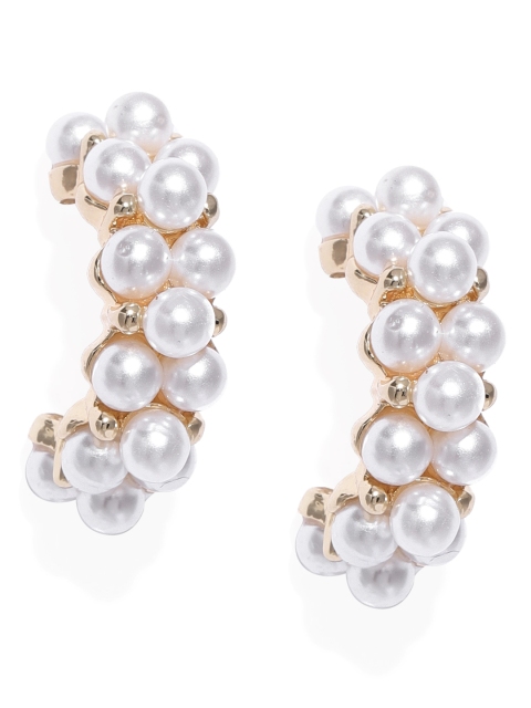 

ToniQ Off-White Geometric Half Hoop Earrings