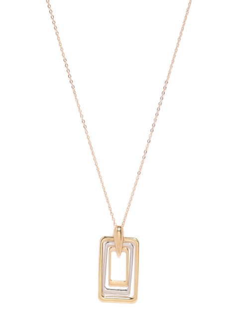 

ToniQ Gold-Toned & Silver-Toned Geometric Pendant with Chain