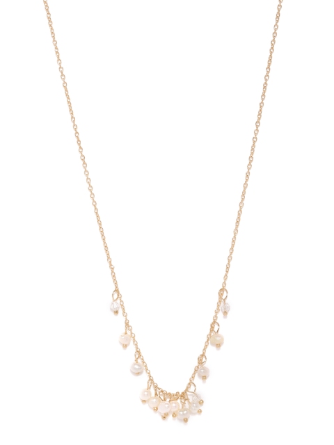 

ToniQ Gold-Toned & White Stone Studded Necklace