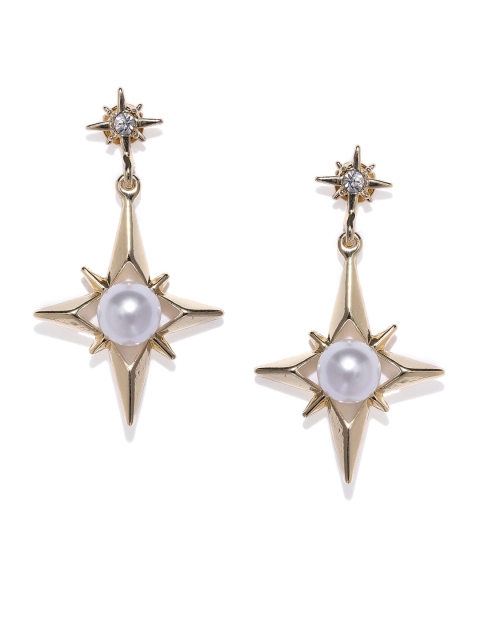 

ToniQ Gold-Toned Star Shaped Drop Earrings