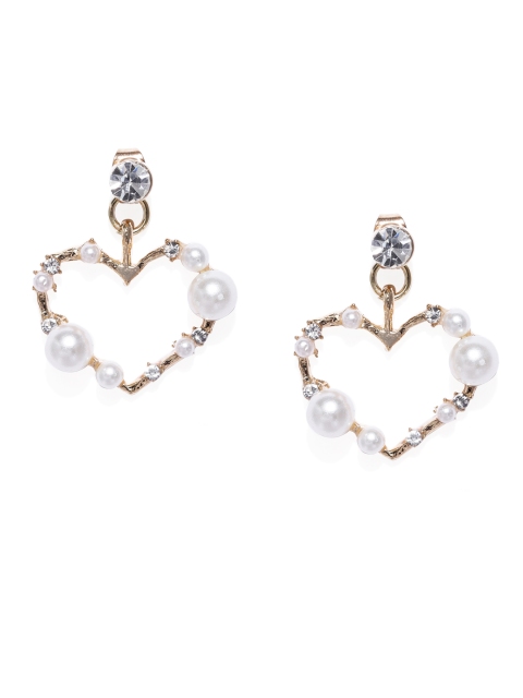 

ToniQ Gold-Toned Heart Shaped Drop Earrings