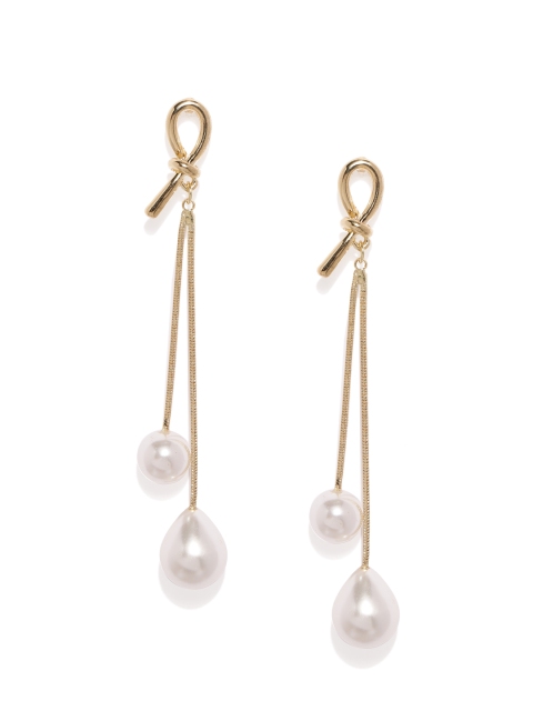 

ToniQ Gold-Toned Teardrop Shaped Drop Earrings