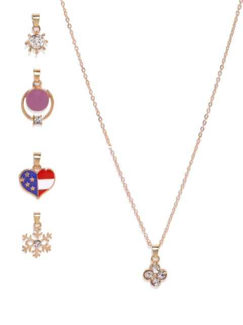 

ToniQ Gold-Toned 5 Pretty Charm Pendants with Chain