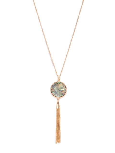 

ToniQ Gold-Toned Circular Shaped Pendant with Chain