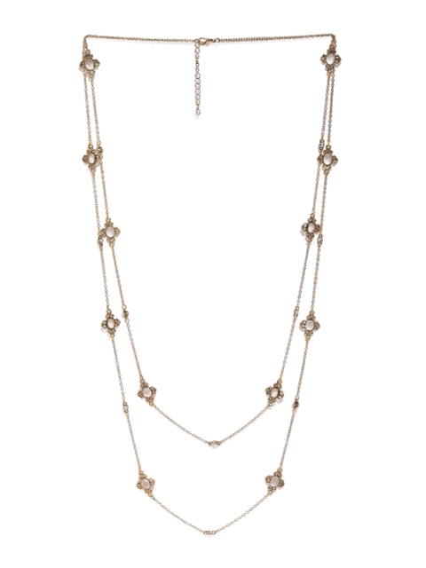 

ToniQ Gold-Toned Stone Studded Layered Necklace