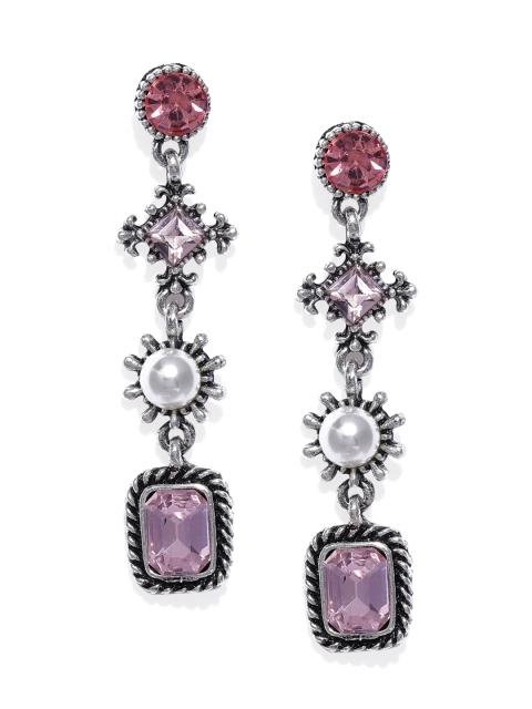 

ToniQ Pink & Purple Geometric Drop Earrings