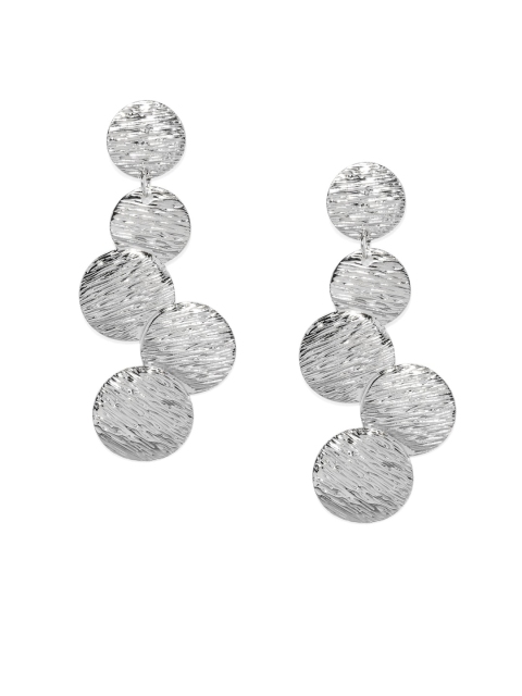 

ToniQ Silver-Toned Circular Drop Earrings