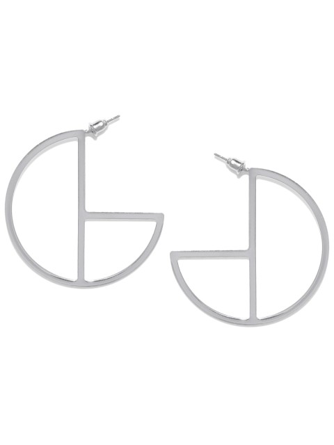 

ToniQ Silver-Toned Geometric Drop Earrings