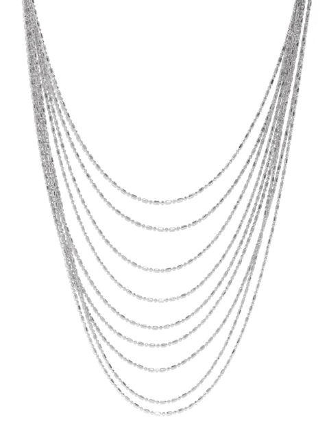 

ToniQ Silver-Toned Multi-Layered Chain Necklace