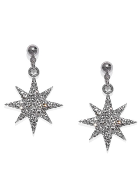 

ToniQ Silver-Toned Star Shaped Drop Earrings