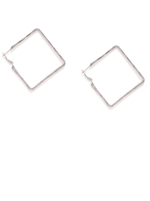 

ToniQ Silver-Toned Square Drop Earrings