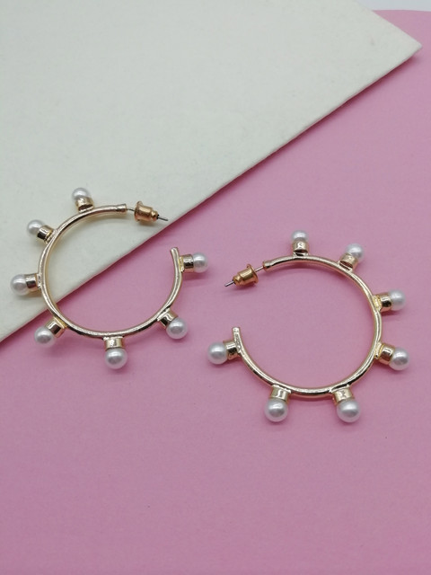 

ToniQ Gold-Toned Circular Half Hoop Earrings