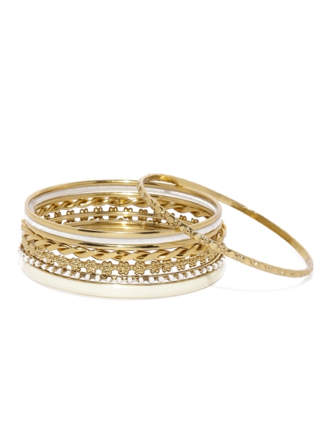 

ToniQ Set of 8 Gold-Toned & Off-White Bangles