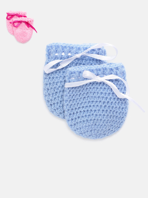 

Magic Needles Set of 2 Handmade Knit Crochet Woolen Mittens, Pink