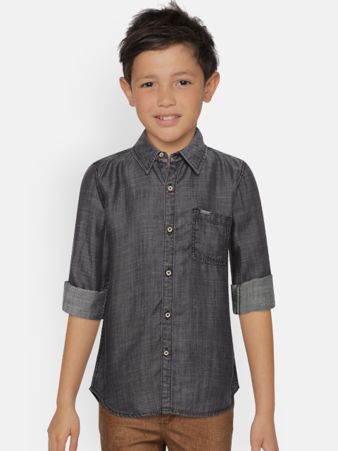 

Lee Cooper Boys Black Regular Fit Solid Casual Shirt