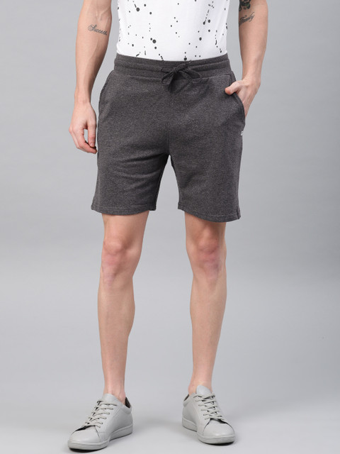

Genius18 Men Charcoal Grey Solid Regular Fit Regular Shorts