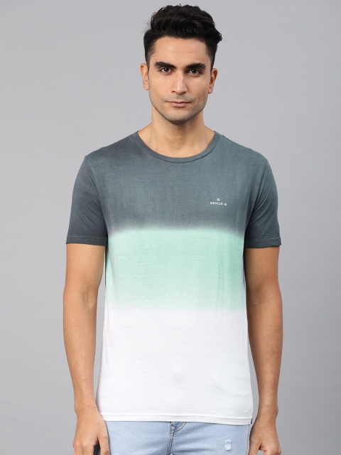 

Genius18 Men Grey & Green Dyed Round Neck T-shirt