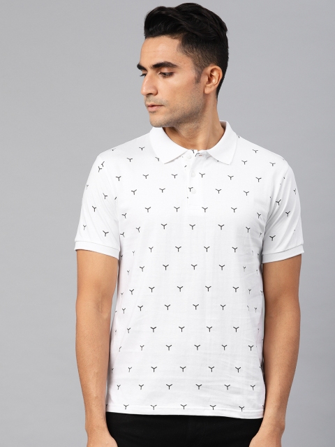 

Genius18 Men White Printed Polo Collar T-shirt