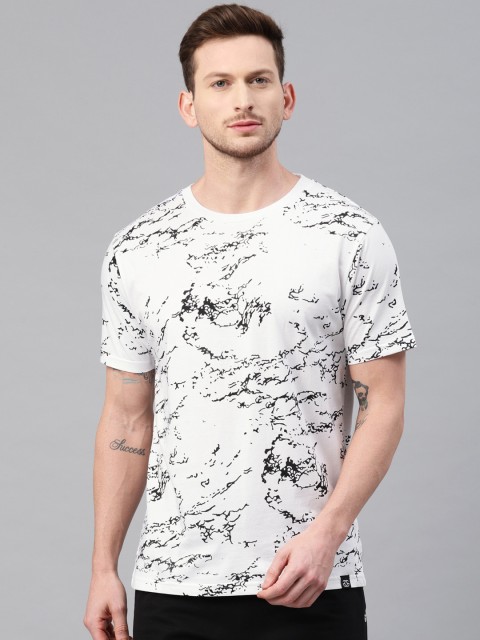 

Genius18 Men White & Black Printed Round Neck T-shirt