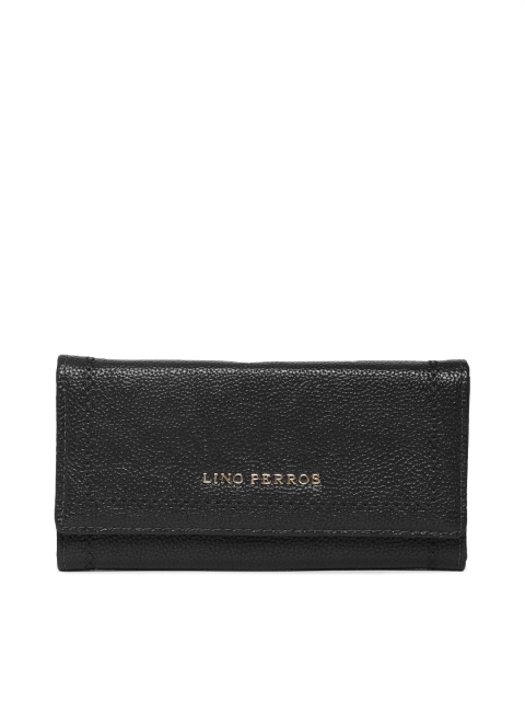 

Lino Perros Women Black Solid Three Fold Wallet