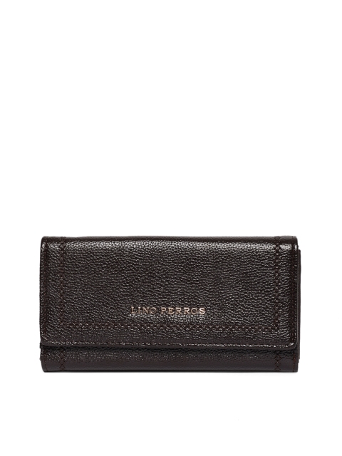 

Lino Perros Women Brown Solid Three Fold Wallet