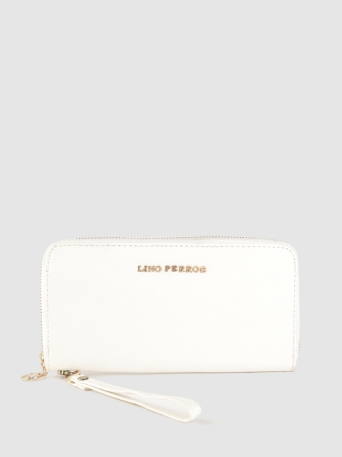 

Lino Perros Women White Solid Zip Around Wallet with Wrist Loop