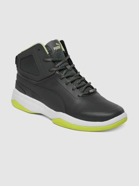 

Puma Men Grey Rebound BBX Mesh IDP Mid-Top Sneakers