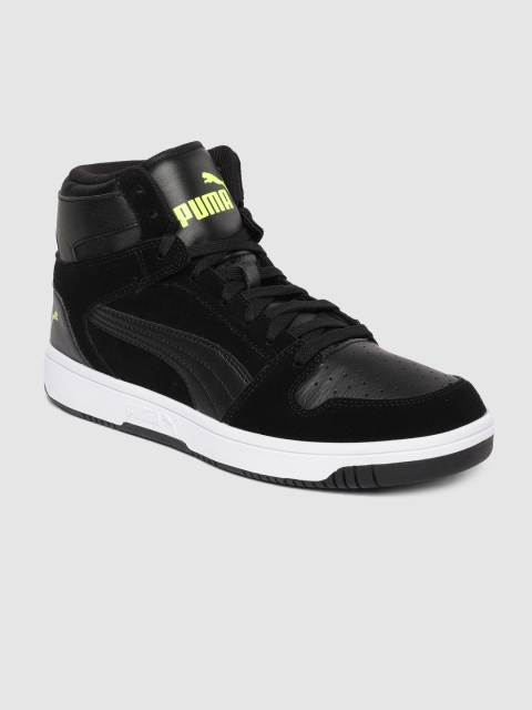 

Puma Unisex Black Solid Rebound Layup Suede Mid-Top SoftFoam+ Sneakers