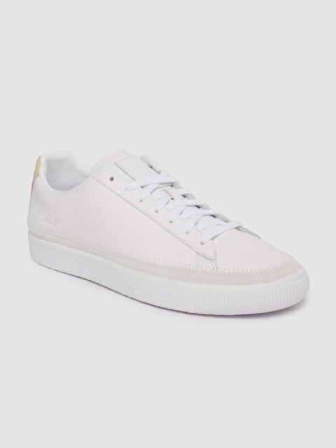

Puma Unisex White Basket Trim Block Leather Sneakers