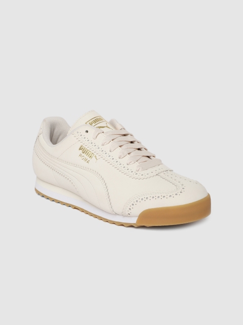 

Puma Women Cream-Coloured Roma Brogue Nubuck Sneakers