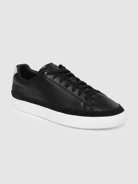 

Puma Unisex Black Basket Trim Block Leather Sneakers