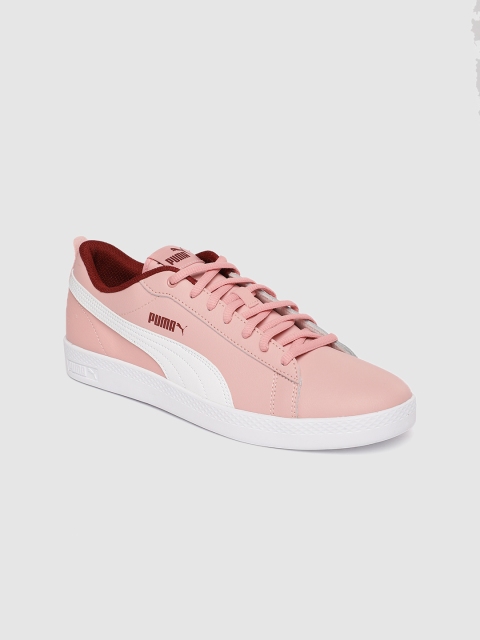 

Puma Women Pink Smash v2 Leather Sneakers