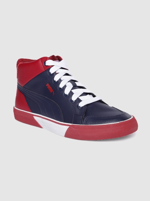 

Puma Men Navy Blue Red Colourblocked Crush Mid-Top Sneakers