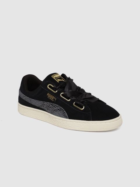 

Puma Women Black Suede Heart Snake Sneakers
