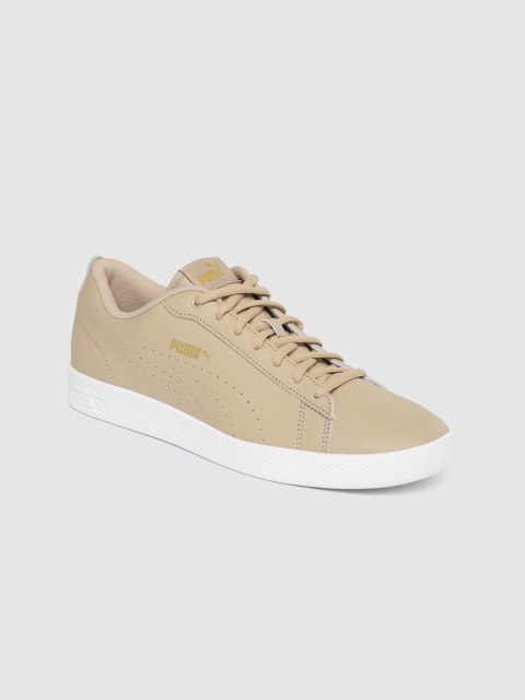 

Puma Women Beige Smash v2 Leather Sneakers