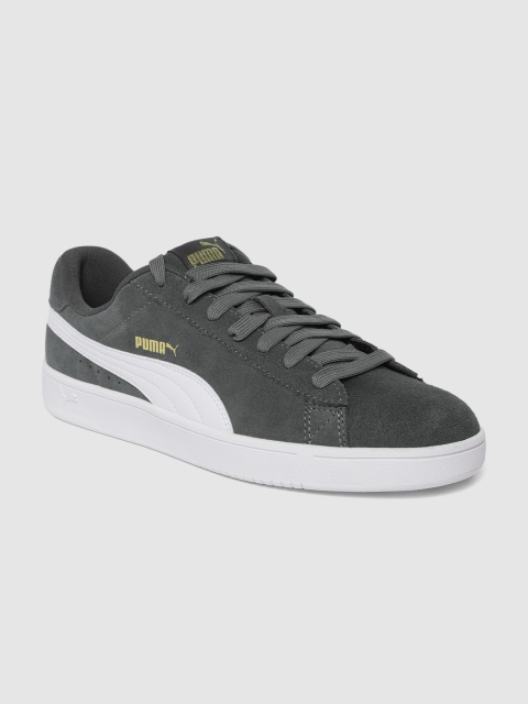 

Puma Unisex Grey Court Breaker Suede Derby Sneakers