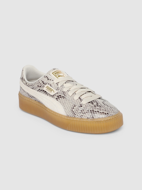 

Puma Women Beige Platform Snake Printed Leather Sneakers