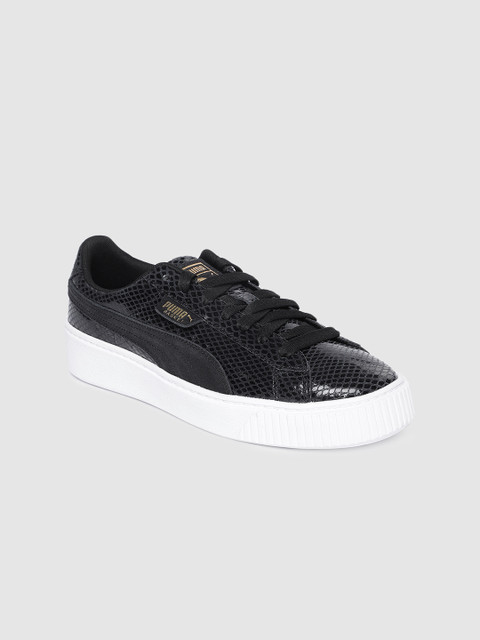 

Puma Women Black Textured Platform Snake Lux Leather Sneakers